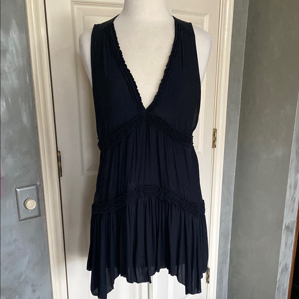 Free People Flowy v-neck Black High Low Dress/coverup